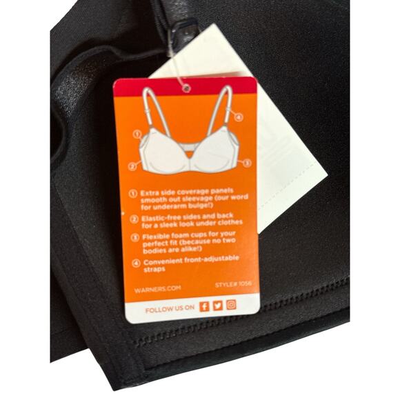 Warners Women's Underarm-Smoothing Comfort Wireless T-Shirt Bra SZ 40B Black NWT - Picture 7 of 8